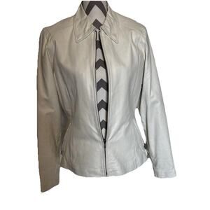 Women's Bike Star Black Leather Motorcycle Jacket Size M